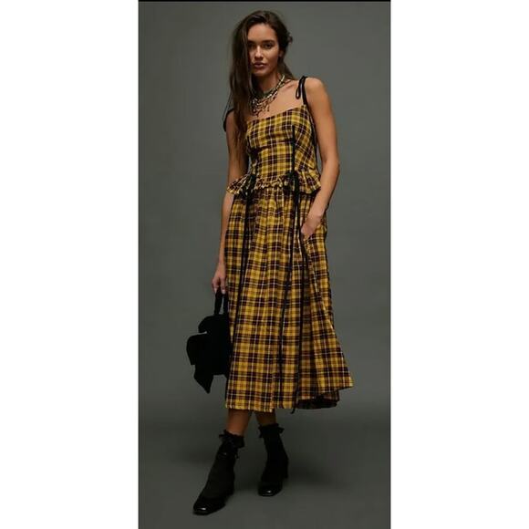 Free People Tessa Checks Tank Midi Dress - M - Picture 1 of 3